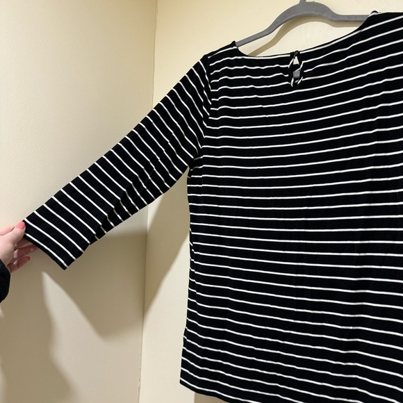 Women’s Talbots Brand Causal Black and White Striped  Long Sleeve Shirt Size M - Picture 14 of 14